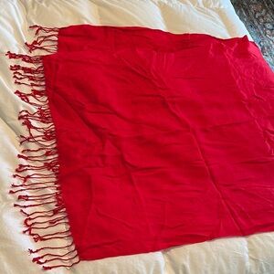 Vibrant Red Scarf with Fringe